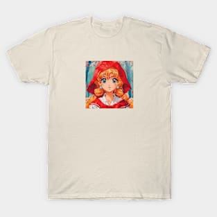 Retro Anime Red Riding Hood Night Forest Vintage 70s 80s 90s T-Shirt